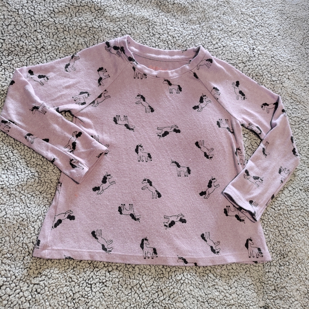 Cat & Jack Girl's Purple 4T Unicorn Long Sleeve Shirt